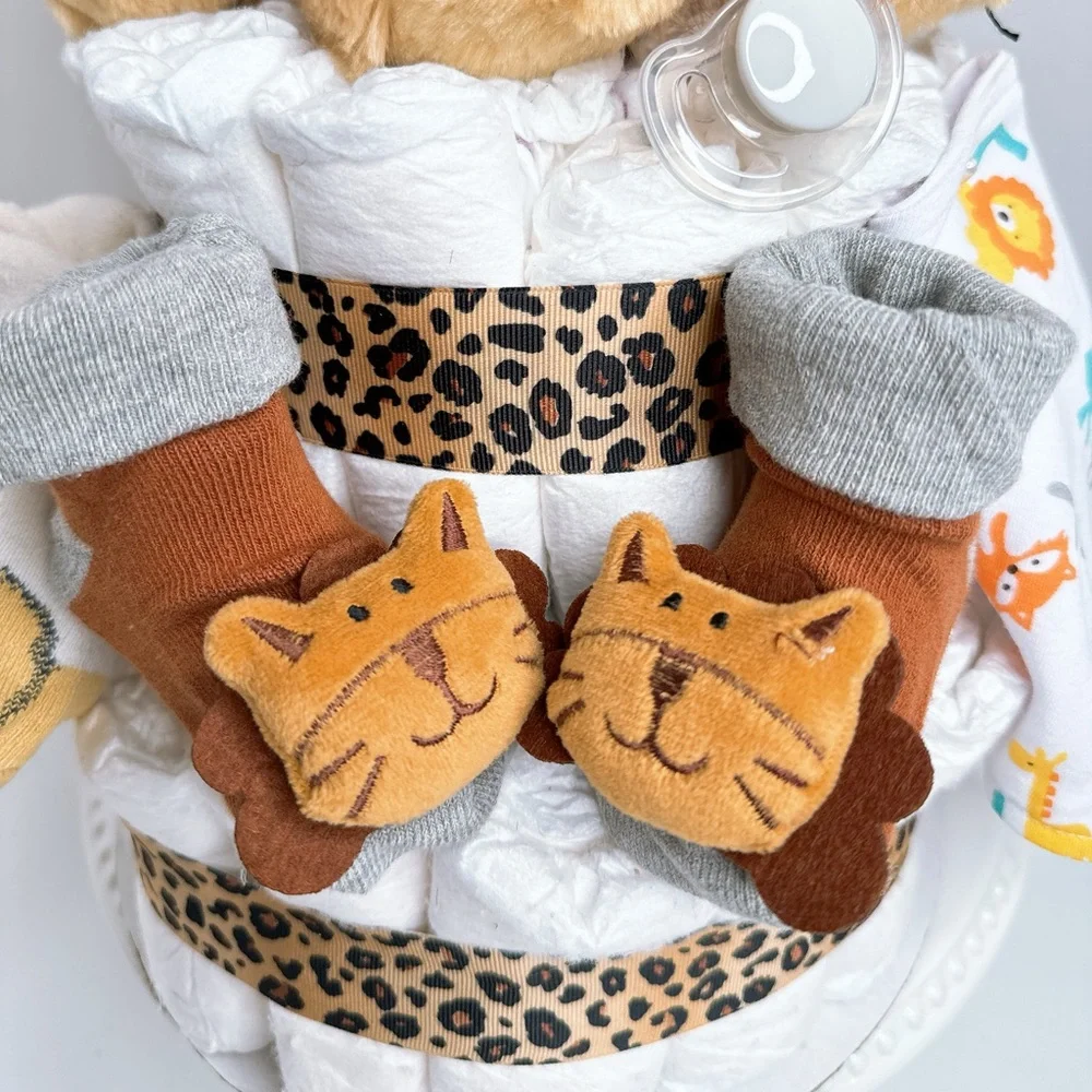 Lion Diaper Cake, Safari baby Shower